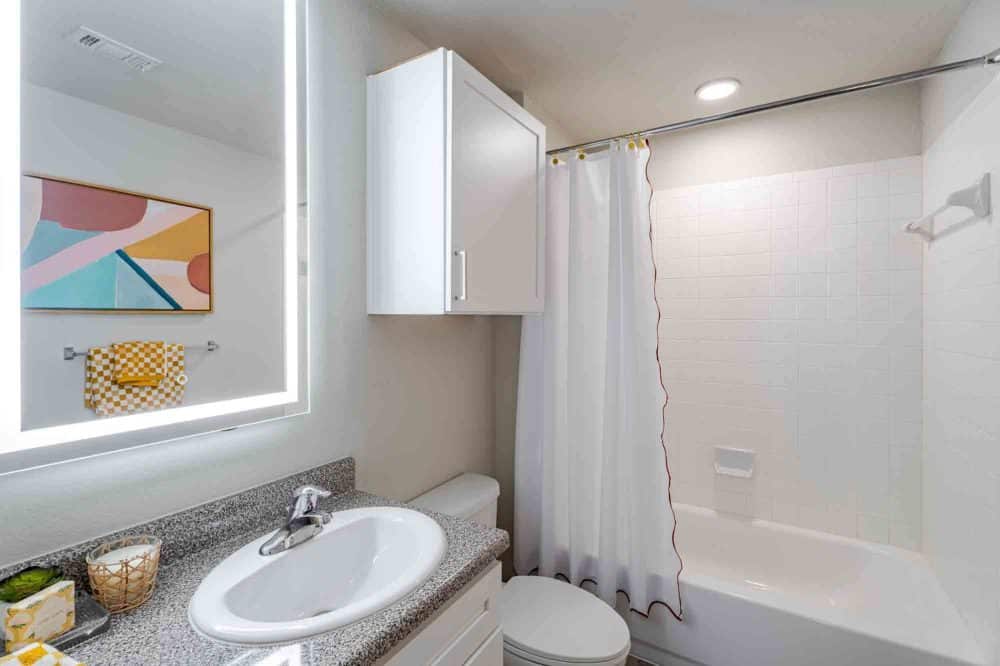 21 Pearl Apartments Near UT Austin Private Bathroom LED Vanity Mirror
